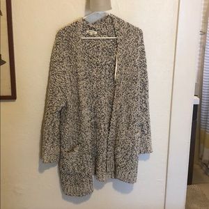 White and black knit cardigan